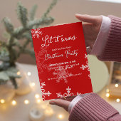 Laat het sneeuwen rode sneeuwvlokken Kerstfeest Kaart