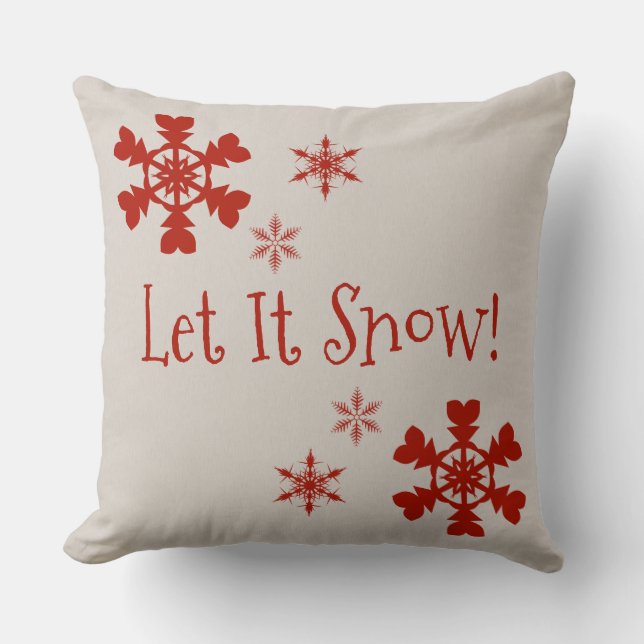 Laat het Sneeuwen Rode Sneeuwvlokken Kussen (Voorkant)