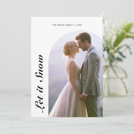 Laat het sneeuwen Romantisch paar kerst Kaart (Staand voorkant)