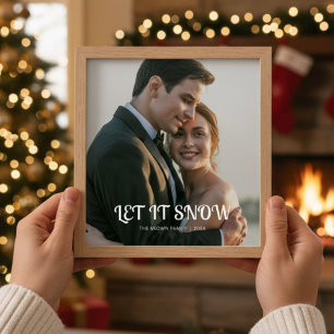 Laat het Sneeuwen Romantische Koppel Vakantiekaart Feestdagenkaart