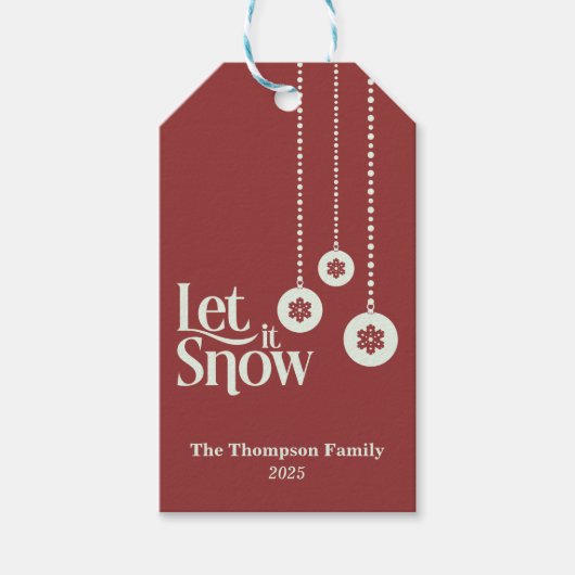 "Laat het sneeuwen" rood Cadeaulabel (Voorkant)