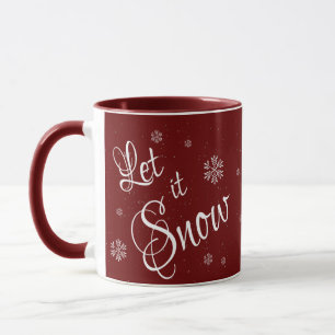 Laat het Sneeuwen Rood Wit Cute Sneeuwvlok Kerstmi Mok
