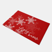 Laat het sneeuwen Rood Witte Sneeuwvlokken Minimal Deurmat (Schuin)