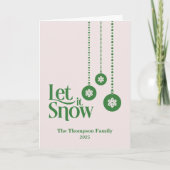 "Laat het sneeuwen" Roze Kerst Kaart (Voorkant)