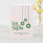 "Laat het sneeuwen" Roze Kerst Kaart (Gele Bloem)