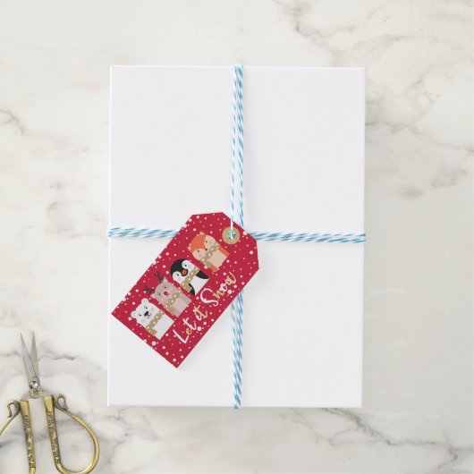 Laat het sneeuwen | Runderen, Beer van polen, ping Cadeaulabel (Met Touw)