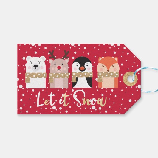 Laat het sneeuwen | Runderen, Beer van polen, ping Cadeaulabel (Voorkant (Horizontaal))