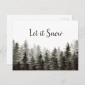 Laat het sneeuwen rustieke dennenbomen briefkaart (Voorkant / Achterkant)