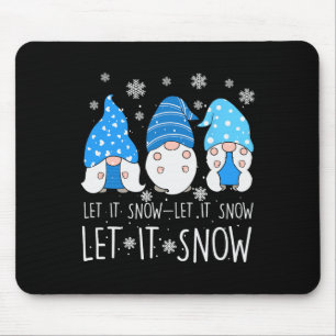 Laat het Sneeuwen Schattige Drie Blauwe Gnome Bijp Muismat