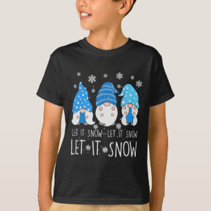 Laat het Sneeuwen Schattige Drie Blauwe Gnome Over T-shirt