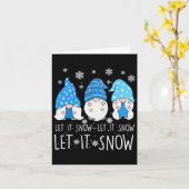 Laat het sneeuwen Schattige drie blauwe kabouter b Kaart (Gele Bloem)