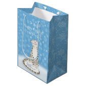 'Laat het sneeuwen' schattige sneeuw luipaard Kers Medium Cadeauzakje (Voorkant Gekanteld)