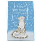 'Laat het sneeuwen' schattige sneeuw luipaard Kers Medium Cadeauzakje (Voorkant)