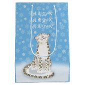 'Laat het sneeuwen' schattige sneeuw luipaard Kers Medium Cadeauzakje (Achterkant)