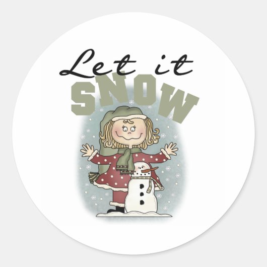 Laat het sneeuwen Schattigee kerstvakantie Ronde Sticker (Voorkant)