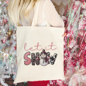 Laat het sneeuwen | Schattigee Roze Sneeuwman Kers Tote Bag