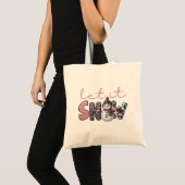 Laat het sneeuwen | Schattigee Roze Sneeuwman Kers Tote Bag (Voorkant (product))