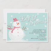 Laat het sneeuwen Schattigee sneeuwpop feestje Kaart (Voorkant)