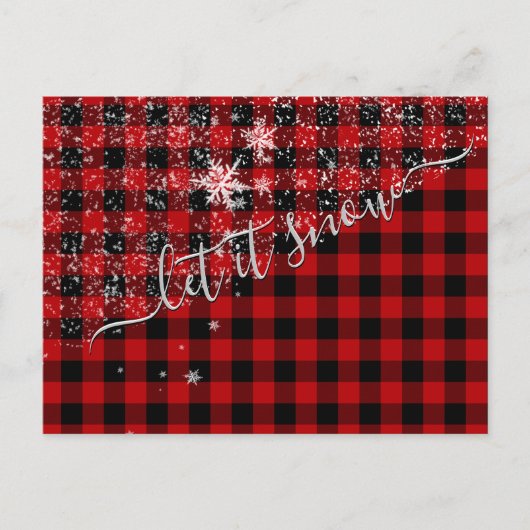 Laat het sneeuwen script Buffalo Plaid Briefkaart (Voorkant)