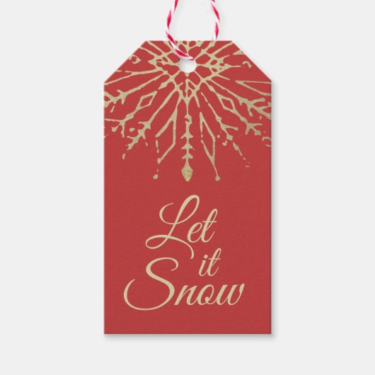 Laat het sneeuwen · Shabby Gold Snowflake Winterva Cadeaulabel (Voorkant)