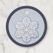 Laat het sneeuwen! Silver Glitter Dusty Blue Snowf Bedankjes Labels (Voorkant)