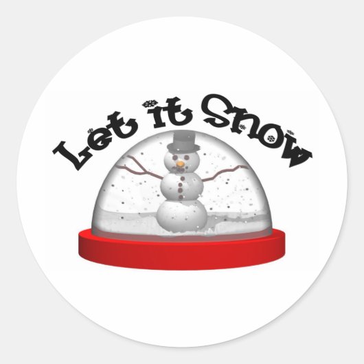 Laat het sneeuwen, sneeuw Wereldbol Ronde Sticker (Voorkant)