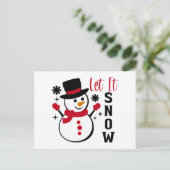 Laat het Sneeuwen Sneeuwman Feestdagenkaart (Staand voorkant)