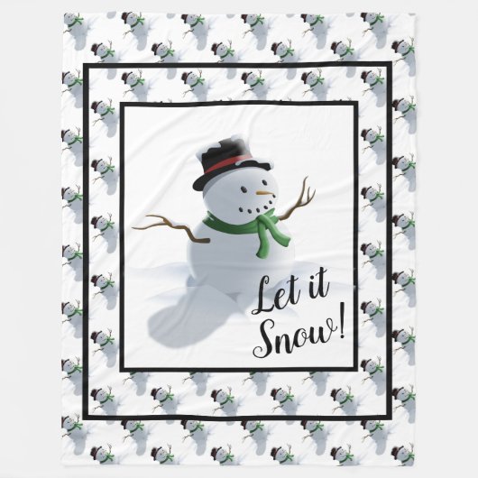 Laat het sneeuwen Sneeuwman Fleece Deken (Voorkant)