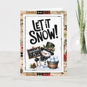 Laat het Sneeuwen Sneeuwman Kerstmis Kaart