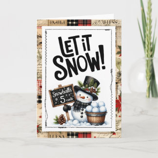 Laat het Sneeuwen Sneeuwman Kerstmis Kaart
