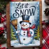 Laat het Sneeuwen Sneeuwman Kerstmis Theedoek
