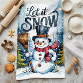 Laat het Sneeuwen Sneeuwman Kerstmis Theedoek