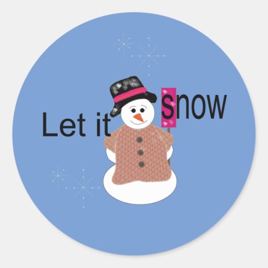 Laat het Sneeuwen Sneeuwman Klassieke Ronde Sticke Sticker (Voorkant)