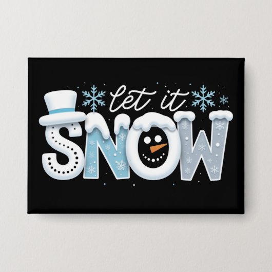 Laat het Sneeuwen Sneeuwman Winter Sneeuwvlokken S Button (Voorkant)