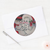 Laat het sneeuwen. Sneeuwman zijn Vriendin Ronde Sticker (Envelop)