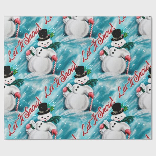 "Laat het sneeuwen"  sneeuwpoppapier Cadeaupapier (Vlak)