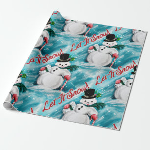 "Laat het sneeuwen" sneeuwpoppapier Cadeaupapier