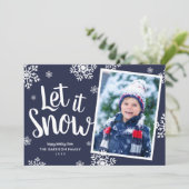 Laat het sneeuwen | Sneeuwvlok foto overlay Feestdagenkaart (Staand voorkant)