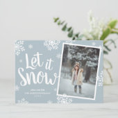 Laat het sneeuwen | Sneeuwvlok foto overlay Feestdagenkaart (Staand voorkant)