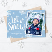 Laat het sneeuwen | Sneeuwvlok foto overlay Feestdagenkaart