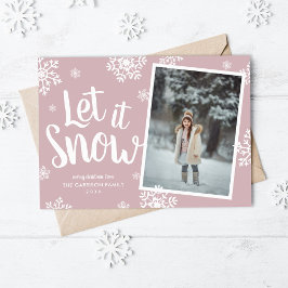 Laat het sneeuwen | Sneeuwvlok foto overlay Feestdagenkaart