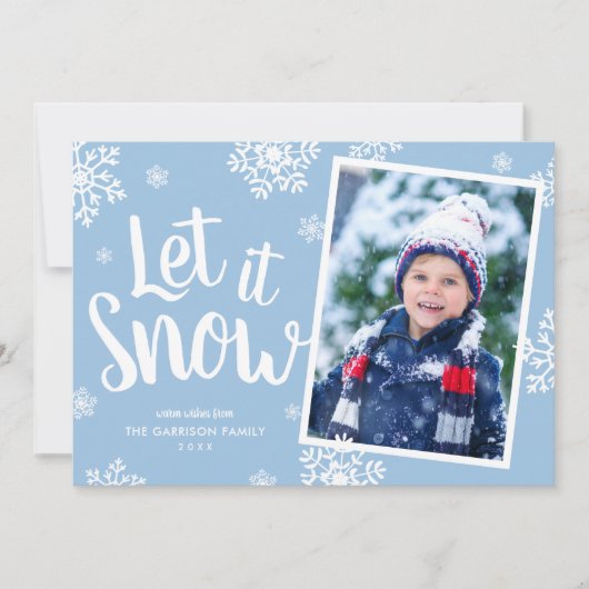 Laat het sneeuwen | Sneeuwvlok foto overlay Feestdagenkaart (Voorkant)