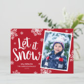 Laat het sneeuwen | Sneeuwvlok foto overlay Feestdagenkaart (Staand voorkant)