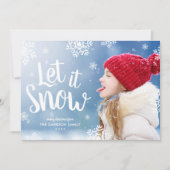 Laat het sneeuwen | Sneeuwvlok foto overlay plat Feestdagenkaart (Voorkant)