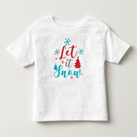 Laat het sneeuwen, sneeuwvlokken, bomen, Kerstmis, Kinder Shirts (Voorkant)