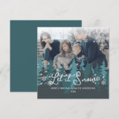 Laat het Sneeuwen | Sneeuwvlokken Dennenen Kerst F Feestdagenkaart (Voorkant / Achterkant)