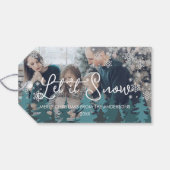 Laat het sneeuwen | Sneeuwvlokken Pine Tree Christ Cadeaulabel (Achterkant Horizontaal)