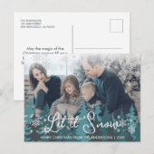 Laat het sneeuwen | Sneeuwvlokken Pine Tree Christ Feestdagenkaart (Voorkant / Achterkant)