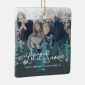 Laat het sneeuwen | Sneeuwvlokken Pine Tree Christ Keramisch Ornament (Rechts)