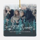 Laat het sneeuwen | Sneeuwvlokken Pine Tree Christ Keramisch Ornament (Achterkant)